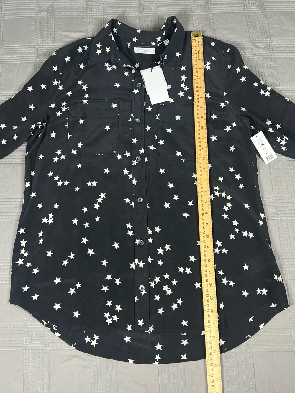 NWT Equipment Slim Signature Silk Shirt Bl White Star Print Size XL